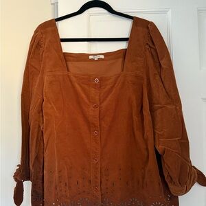 Madewell Corduroy Eyelet Blouse